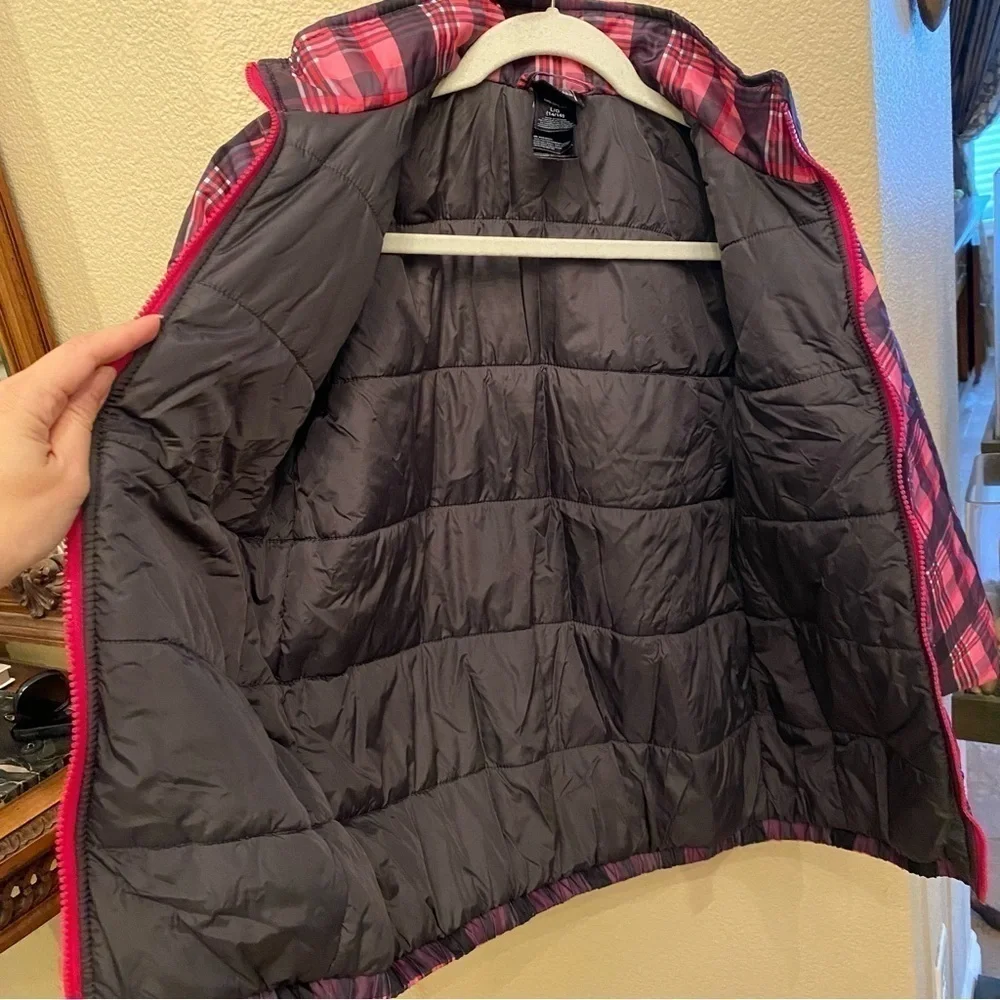 THE NORTH FACE Girls Pink Plaid Lightweight Zipped Jacket Size L(14/16)
